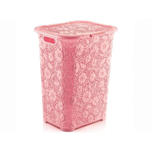 Корзина для белья "Ажурная" 50л розовый /8/