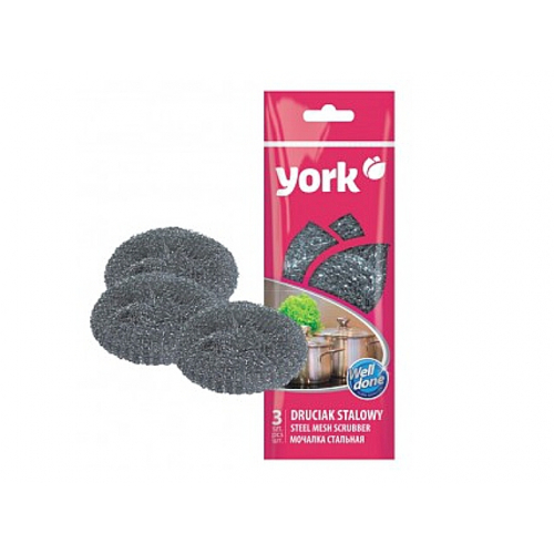 Губка металлическая 3шт d-8см 12гр.York /80/